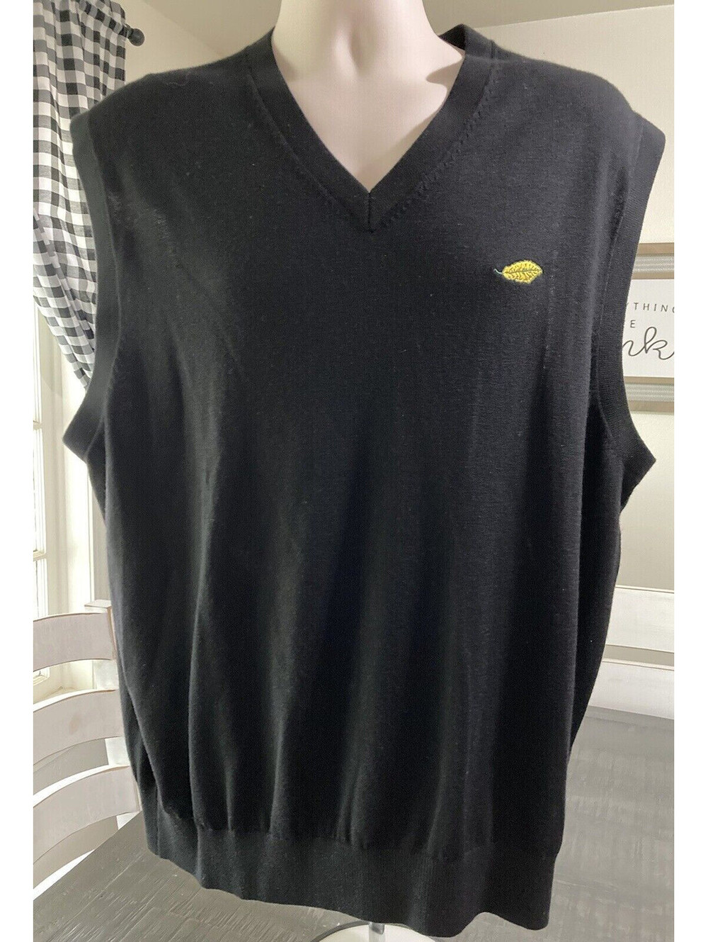 Fairway & Greene Mens Wool Golf Sweater Vest XL Black Sleeveless Preppy